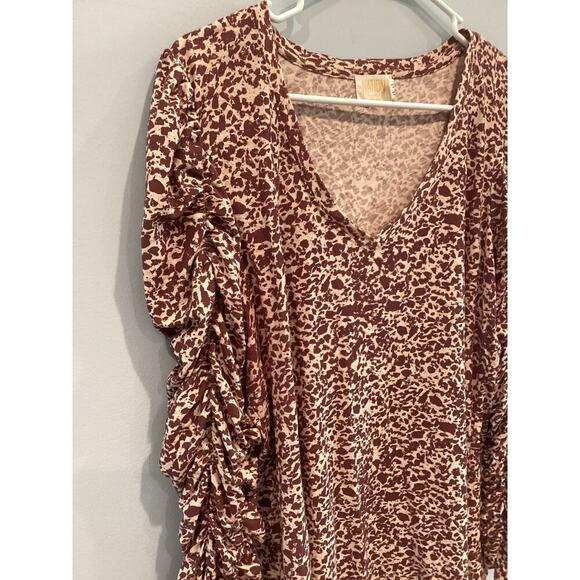 Nation Ltd Renee Shirred Sleeve V-Neck Size XL Pima Cotton Red Preppy Classic - Picture 8 of 13